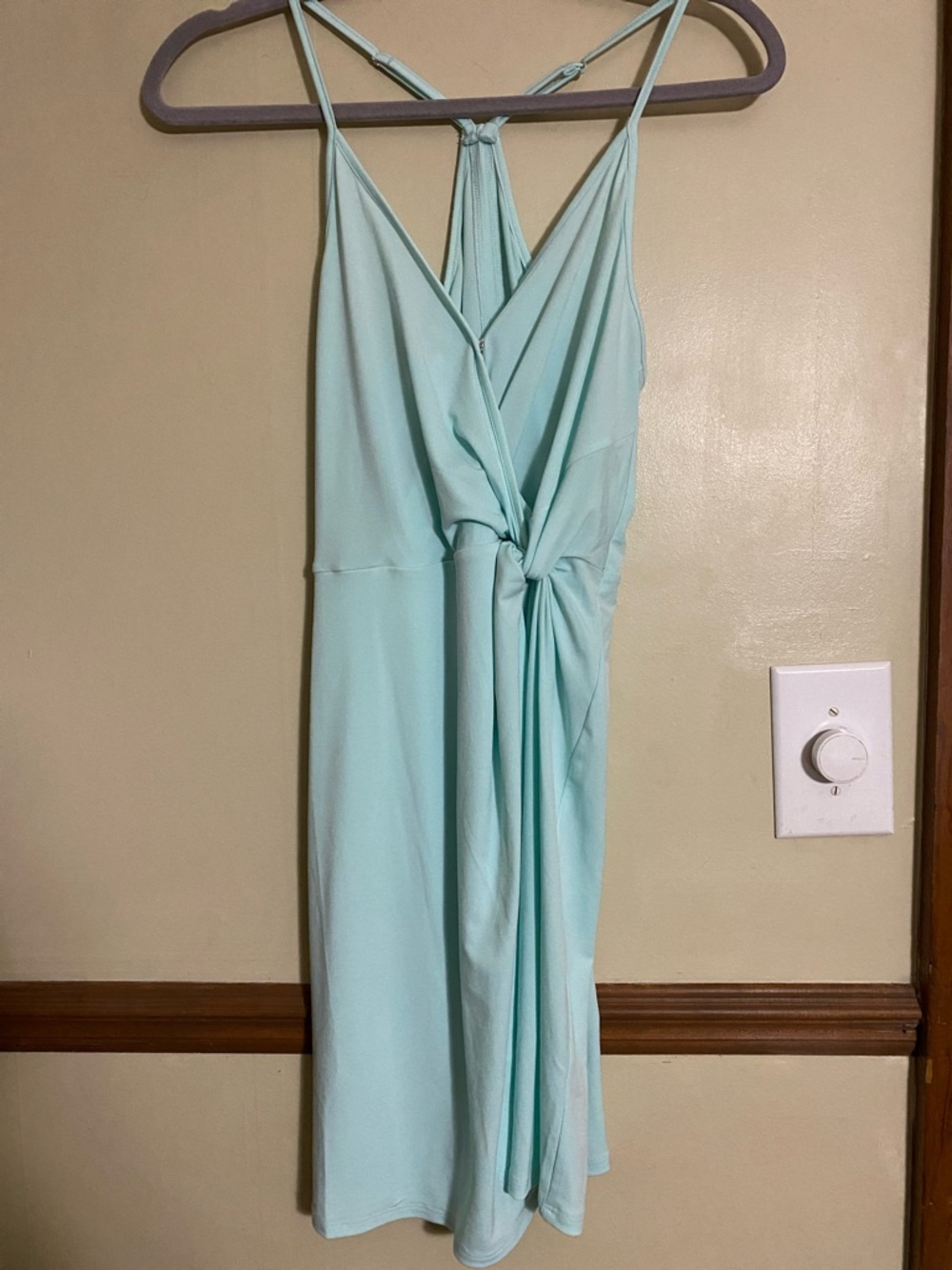 Sleeveless Aqua Midi Dress with Front Knot